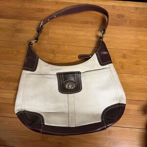 COACH White and Brown Hamilton Hobo Shoulder Bag